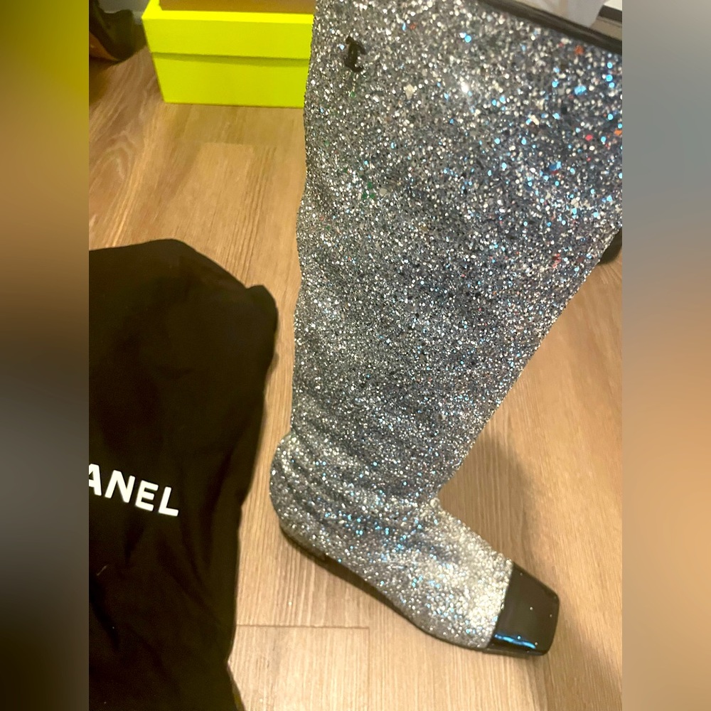 Authentic Chanel Glitter Boots